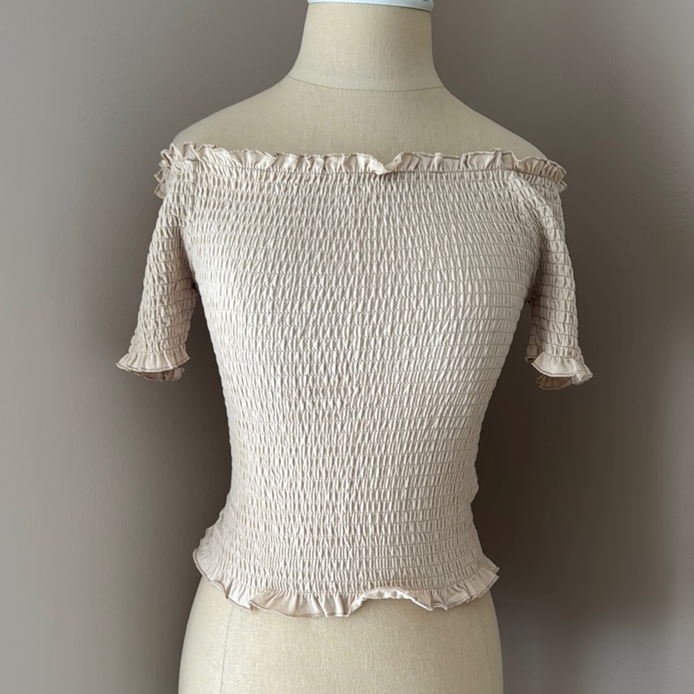 Elegant Cream Off-Shoulder Top